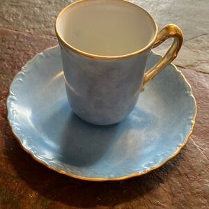 Demitasse Cup with Saucer Hand‎ painted Blue and Gold
